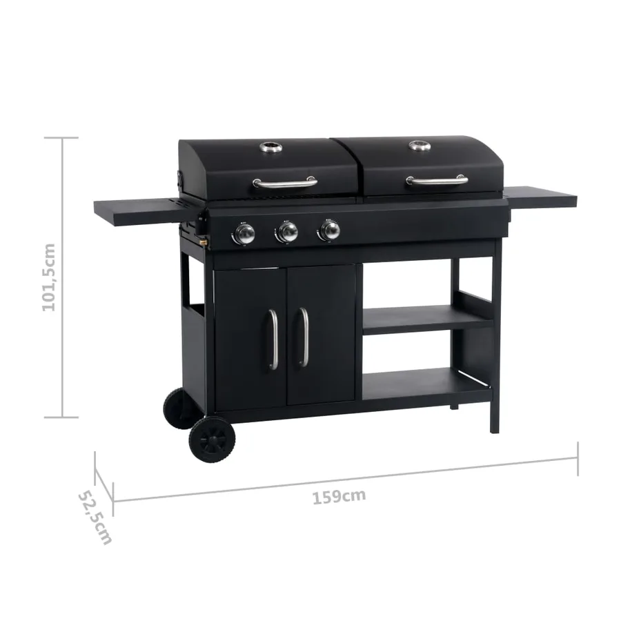 Barbecue gril combo à gaz et au charbon avec 3 brûleurs - 10