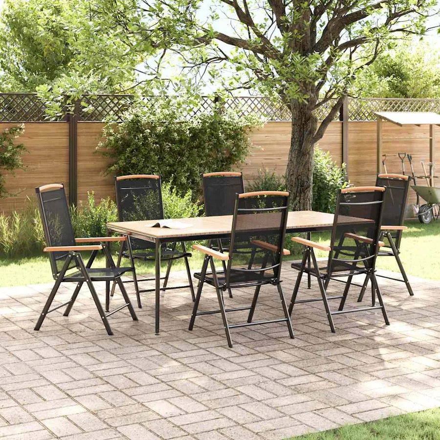 Chaises de jardin pliables lot de 6 Textilène Noir - 2