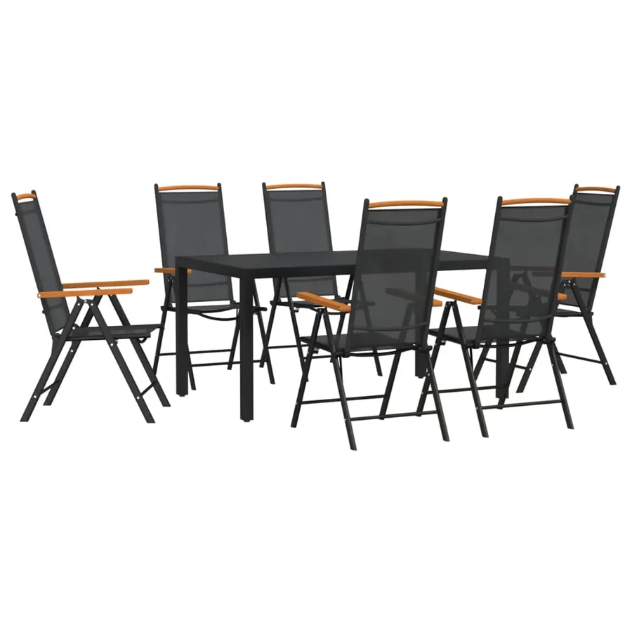 Ensemble à manger de jardin 7 pcs noir aluminium - 2