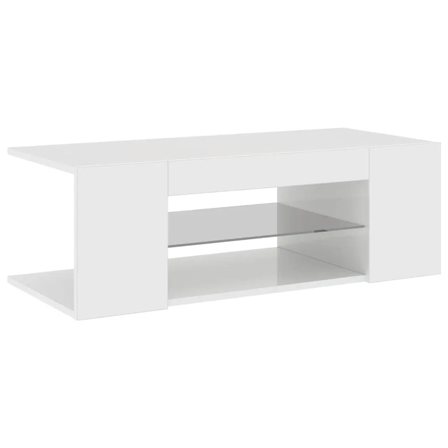 Meuble TV avec lumières LED blanc brillant 90x39x30 cm - 2