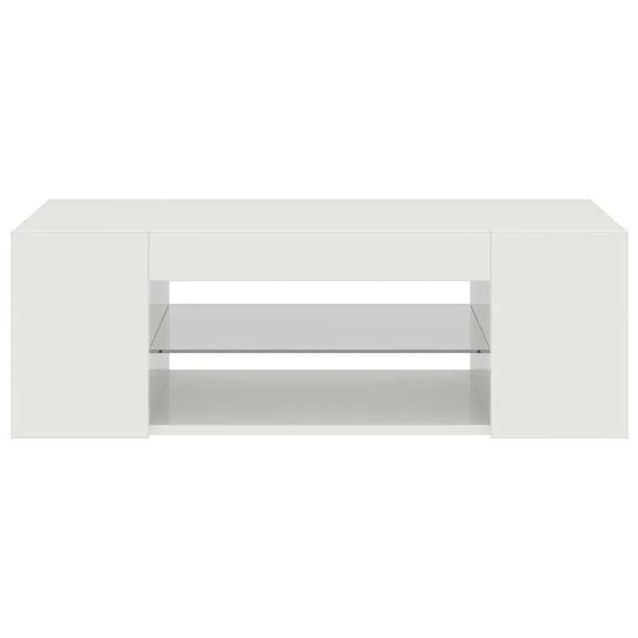 Meuble TV avec lumières LED blanc brillant 90x39x30 cm - 5
