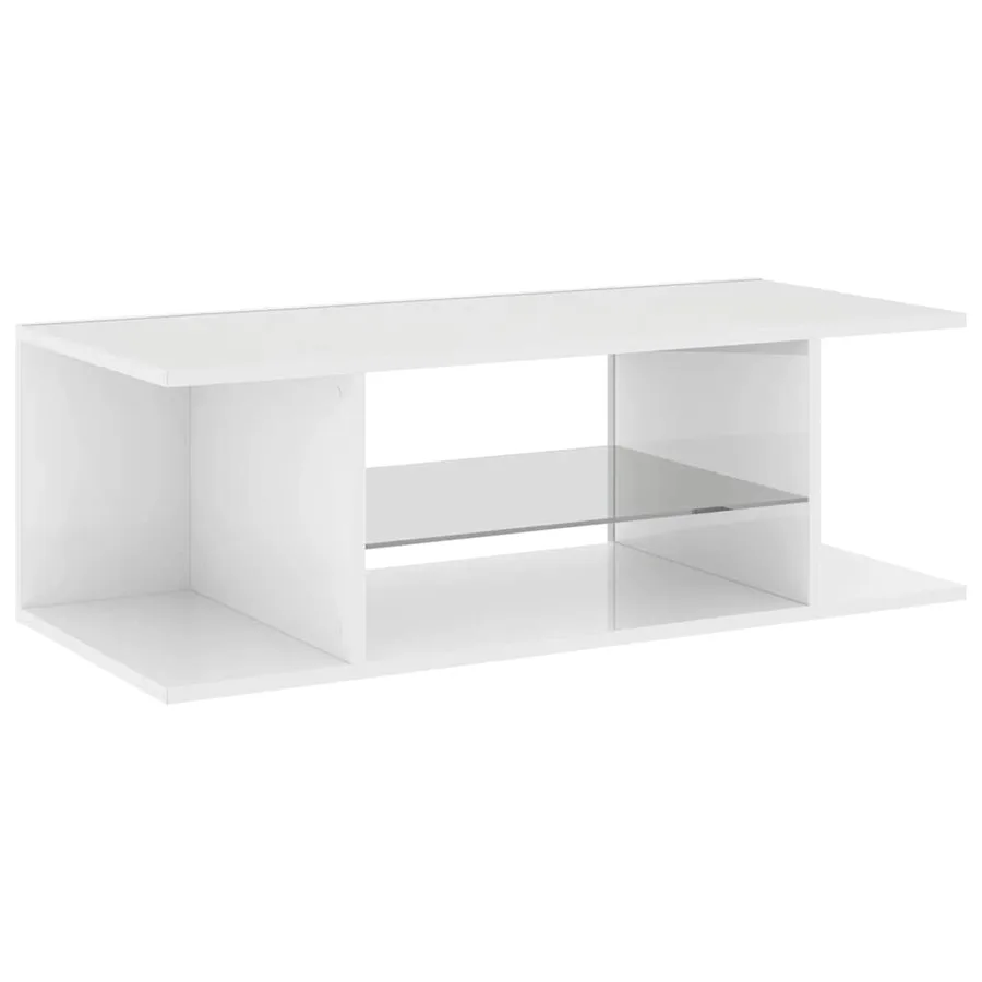 Meuble TV avec lumières LED blanc brillant 90x39x30 cm - 7