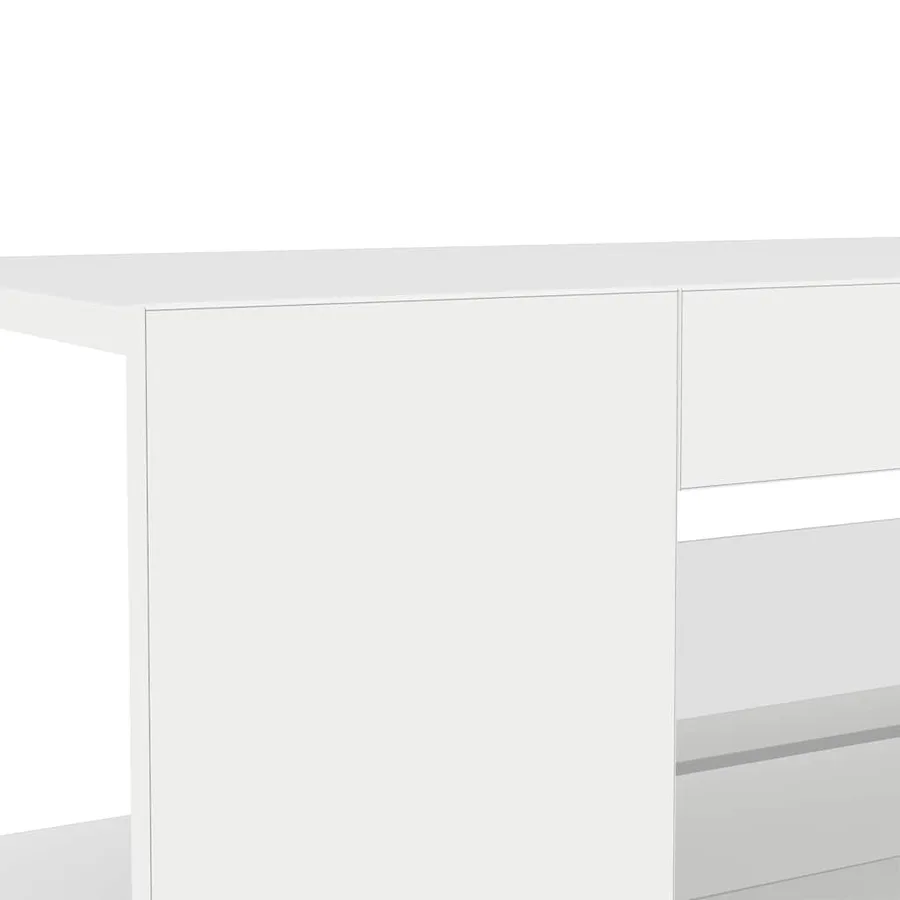 Meuble TV avec lumières LED blanc brillant 90x39x30 cm - 9