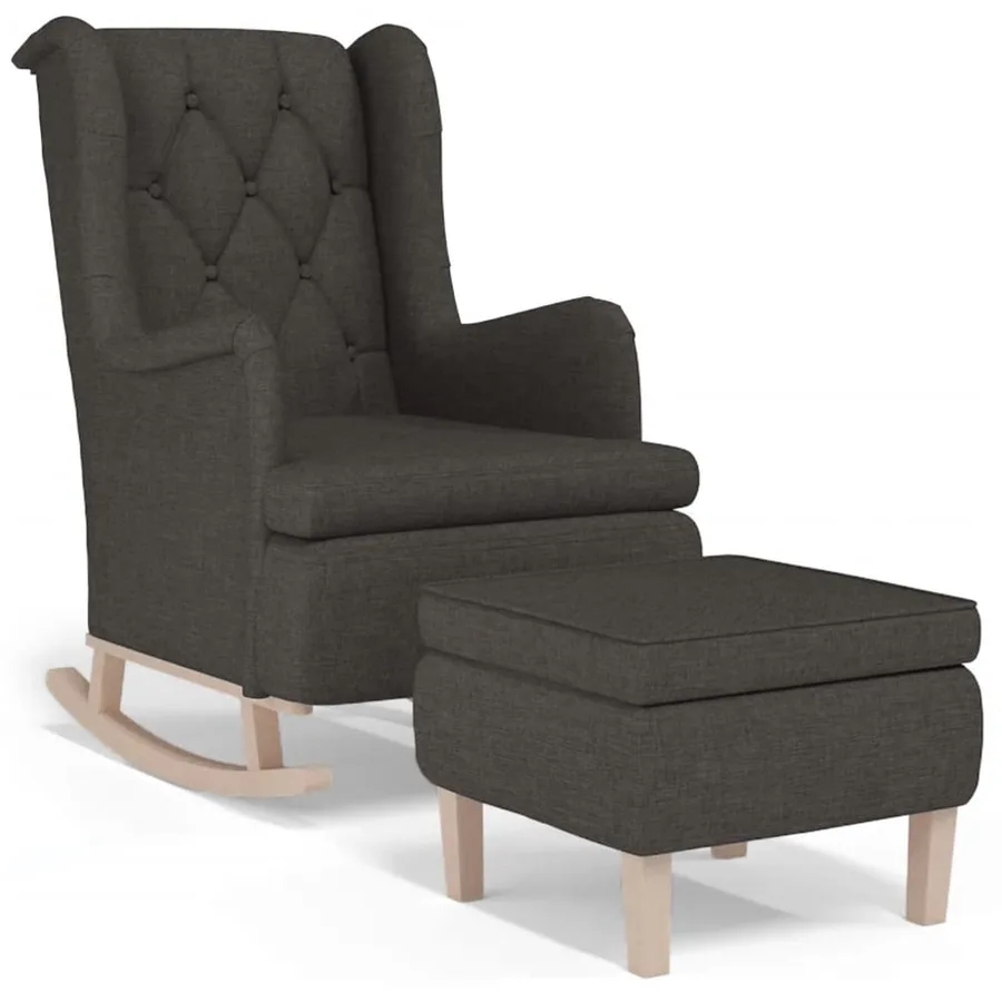 Fauteuil avec pieds à bascule et tabouret Gris foncé Tissu - 2