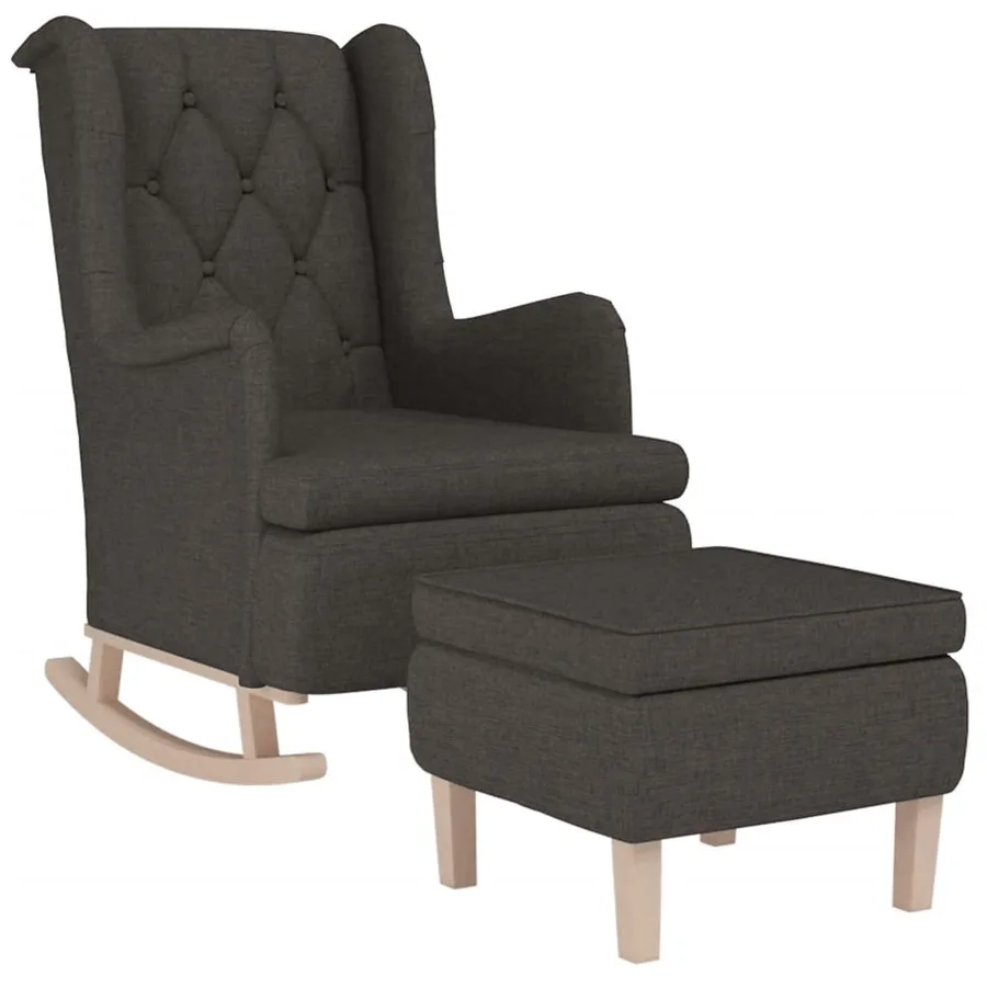 Fauteuil avec pieds à bascule et tabouret Gris foncé Tissu - 3