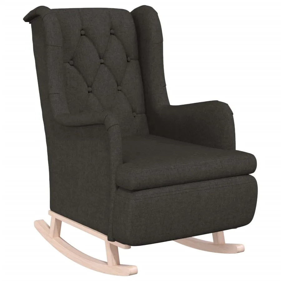 Fauteuil avec pieds à bascule et tabouret Gris foncé Tissu - 4
