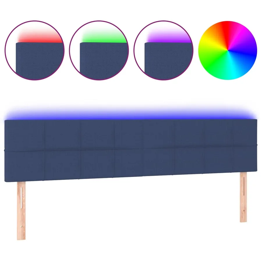 Tête de lit à LED Bleu 180x5x78/88 cm Tissu - 2
