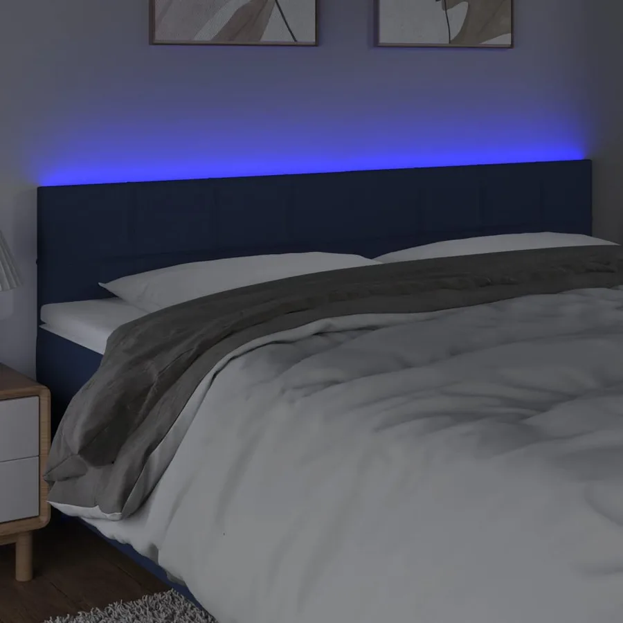Tête de lit à LED Bleu 180x5x78/88 cm Tissu - 3