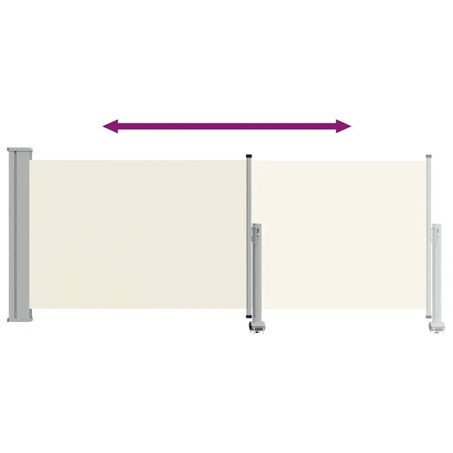Auvent latéral rétractable de patio 100 x 300 cm Blanc cassé - 8