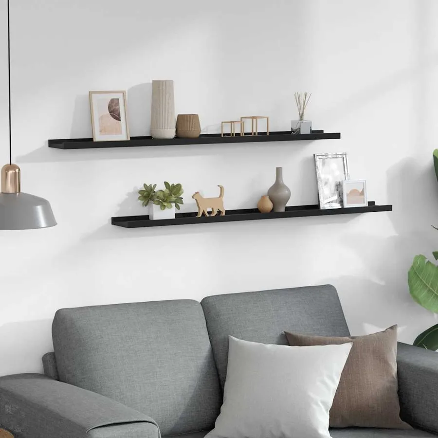 Étagères murales 2 pcs Noir 100x9x3 cm - 3