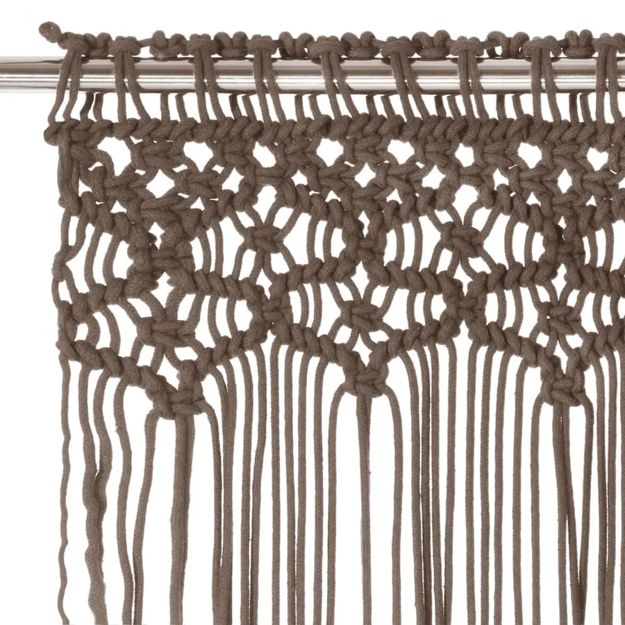 Rideau en macramé Taupe 140x240 cm Coton - 3