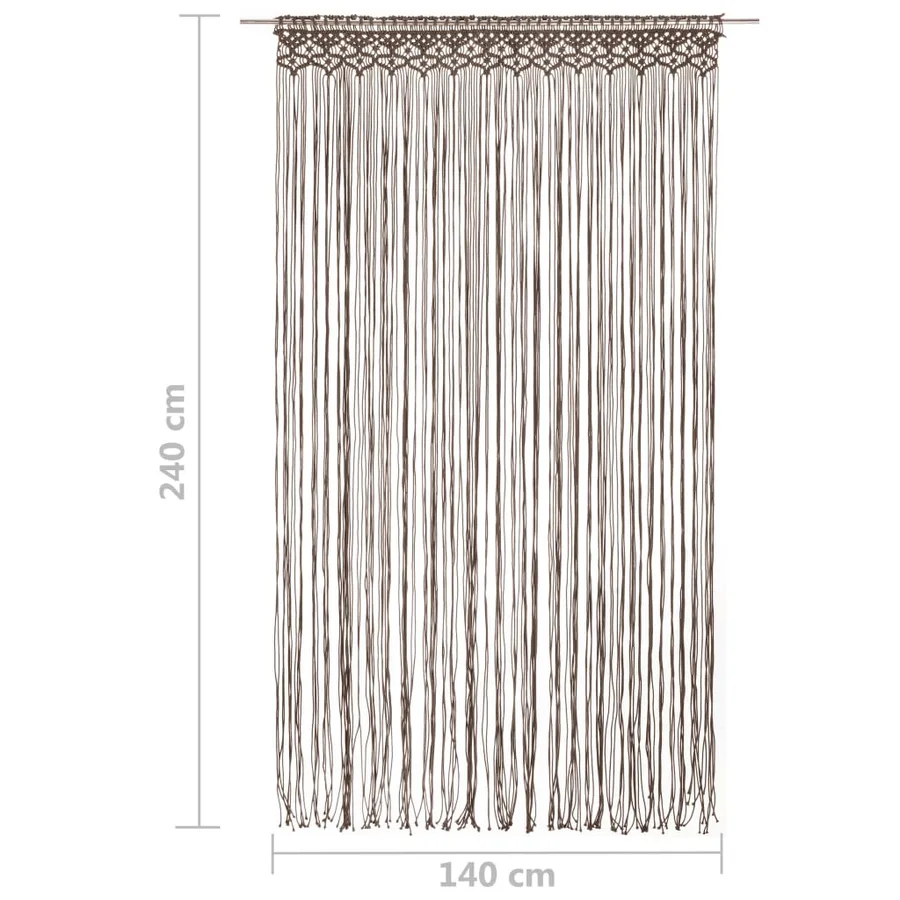 Rideau en macramé Taupe 140x240 cm Coton - 5