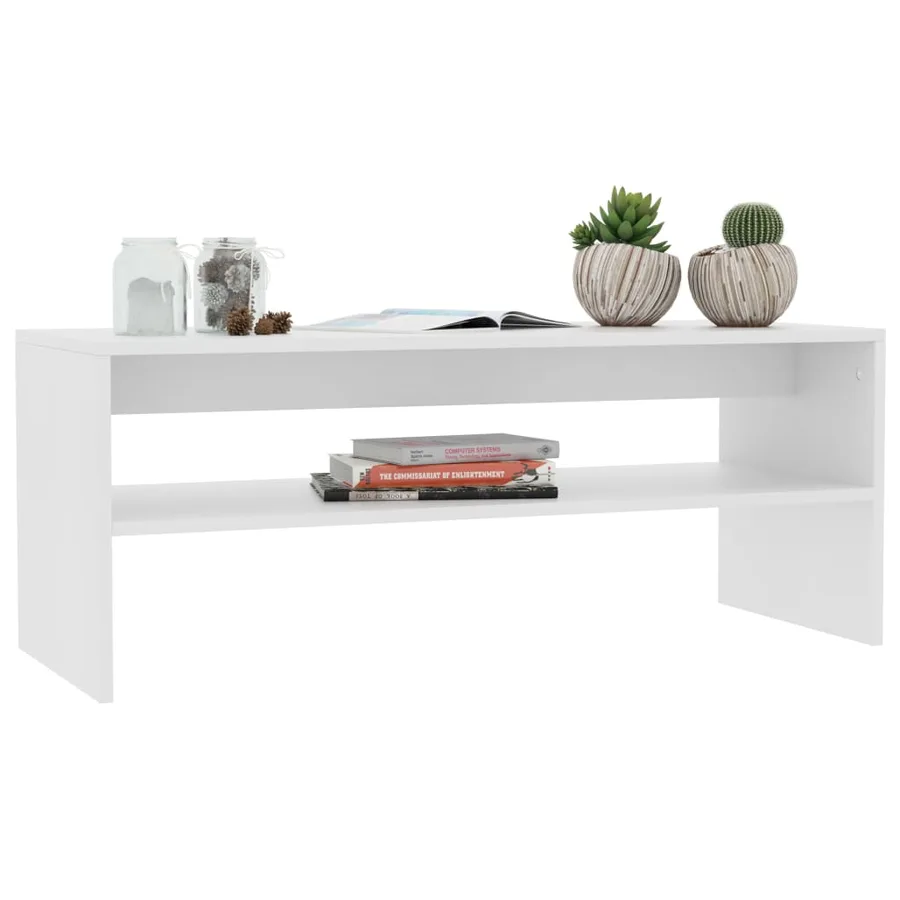 Table basse Blanc 100x40x40 cm Bois d'ingénierie - 5