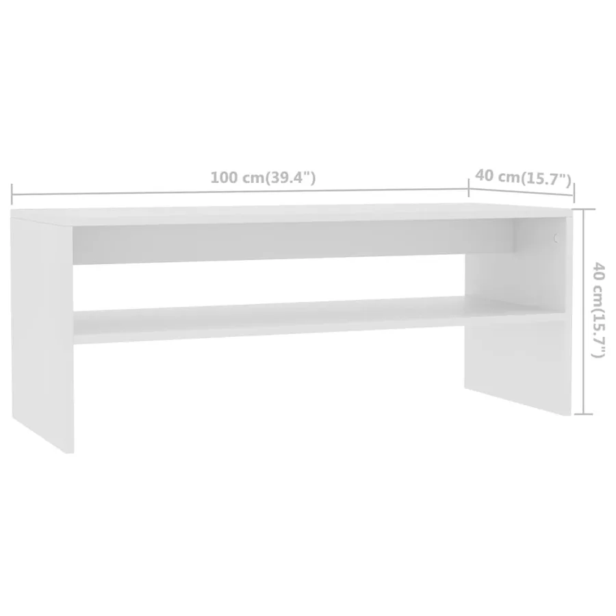 Table basse Blanc 100x40x40 cm Bois d'ingénierie - 6