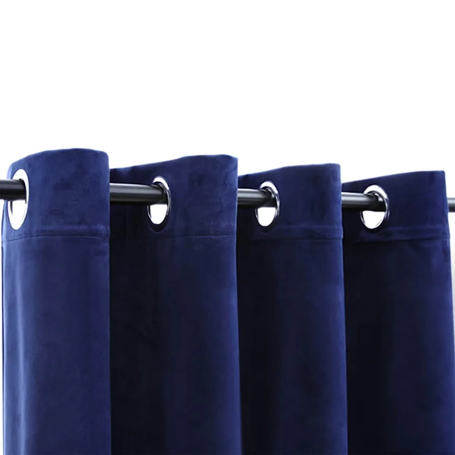 Rideaux occultants et anneaux 2pcs Velours Bleu foncé 140x175cm - 3