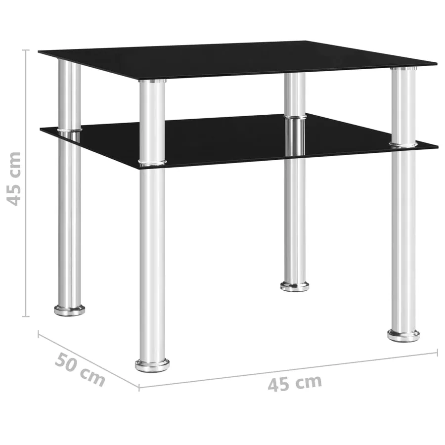 Table d'appoint Noir 45x50x45 cm Verre trempé - 6