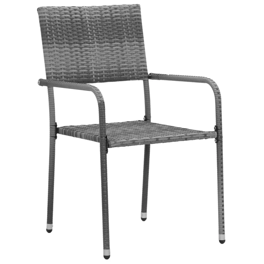 Ensemble à manger d'extérieur 7 pcs Résine tressée Gris - 4