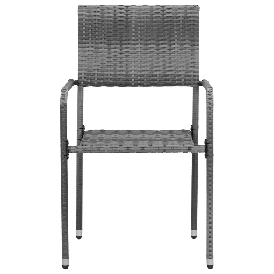Ensemble à manger d'extérieur 7 pcs Résine tressée Gris - 5