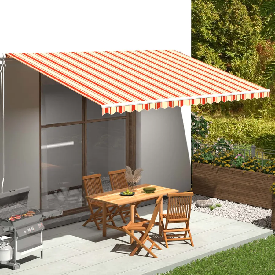 Tissu de remplacement pour auvent jaune et orange 5x3 m polyester