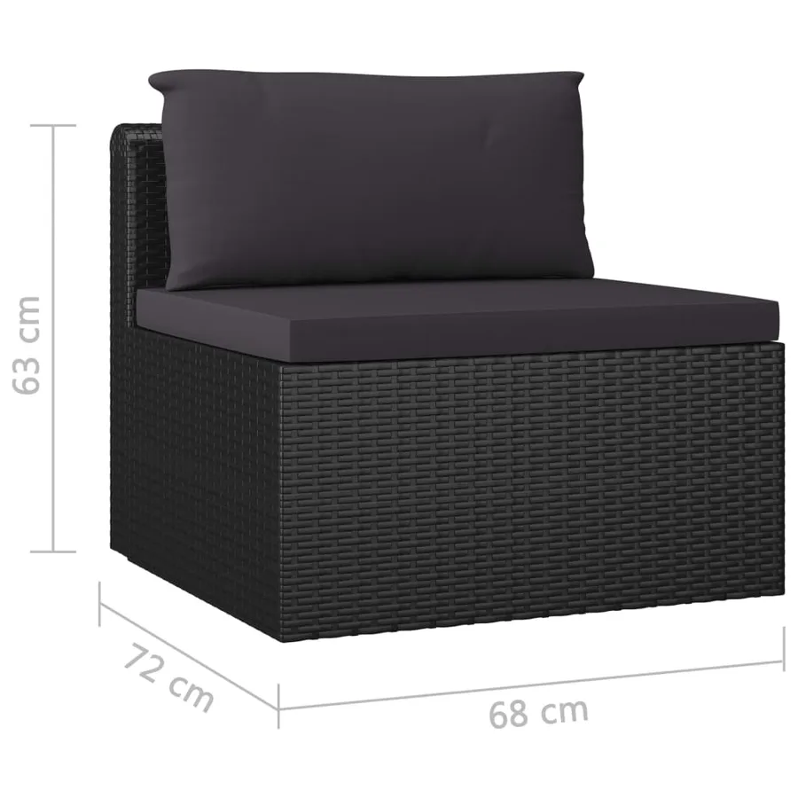 Salon de jardin 9 pcs avec coussins Résine tressée Noir - 11