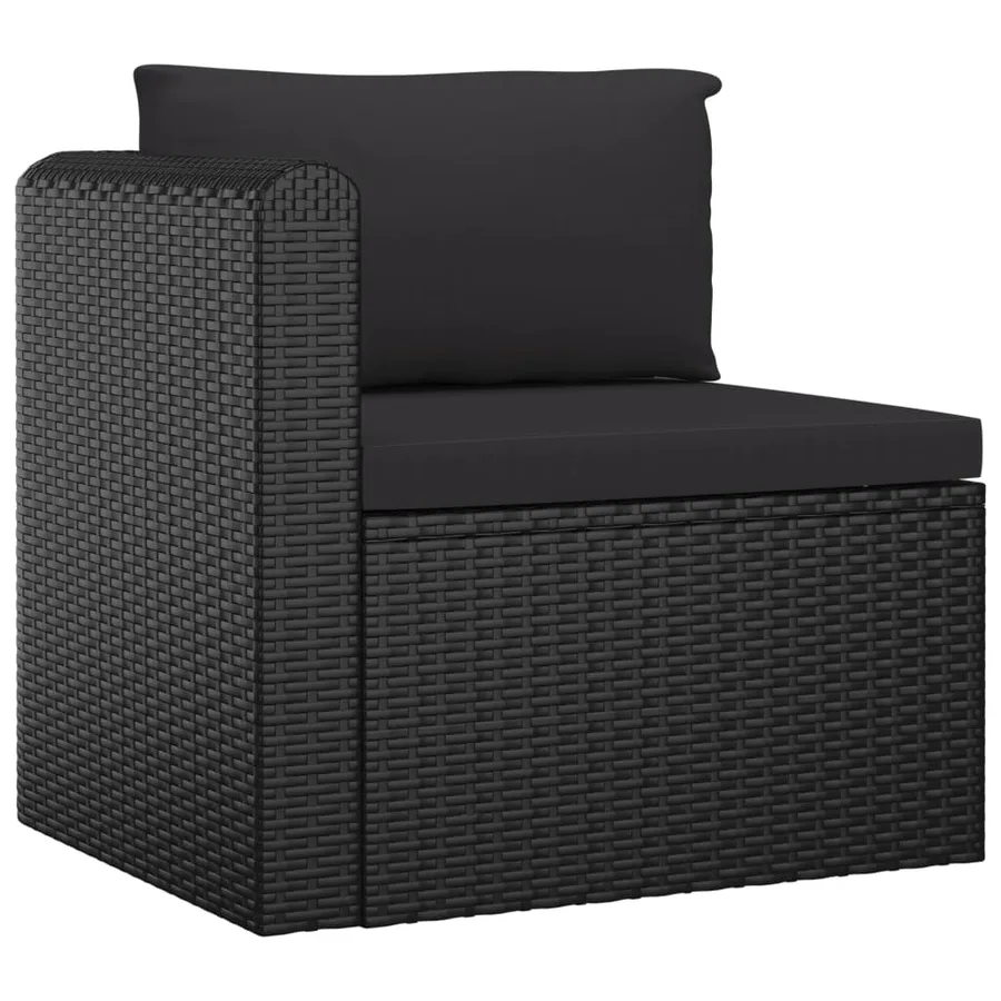 Salon de jardin 9 pcs avec coussins Résine tressée Noir - 4
