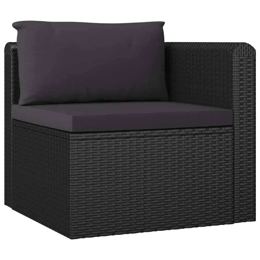Salon de jardin 9 pcs avec coussins Résine tressée Noir - 5