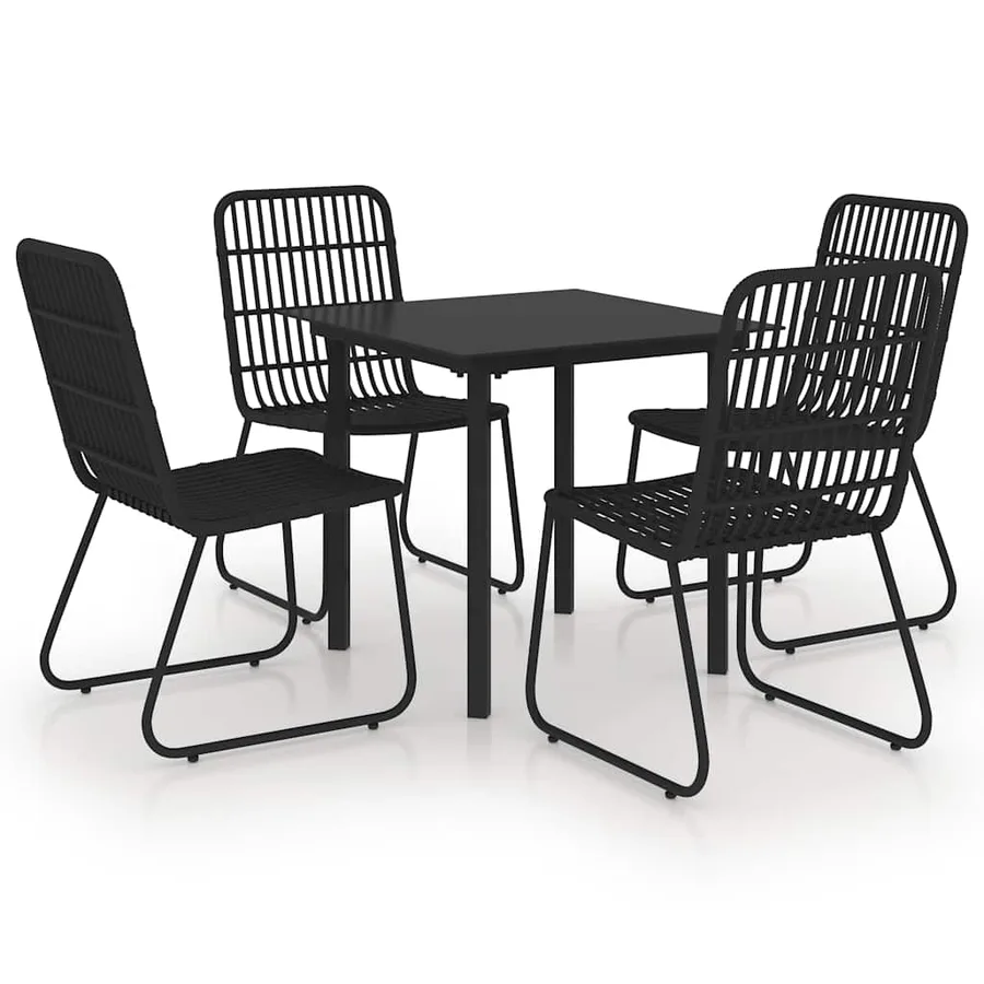 Ensemble à manger d'extérieur 5 pcs résine tressée et verre - 2