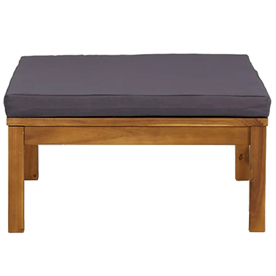 Repose-pied avec coussin gris foncé Bois d'acacia massif - 3