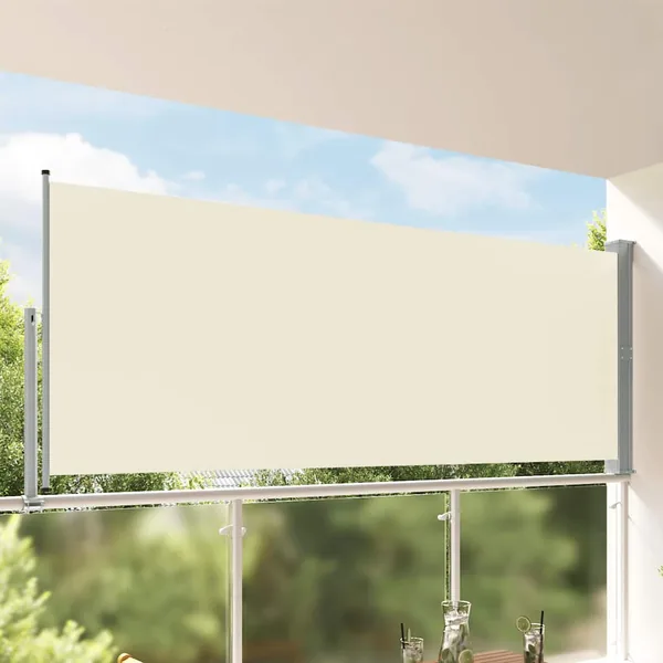 Auvent latéral rétractable de patio 140 x 300 cm Blanc cassé