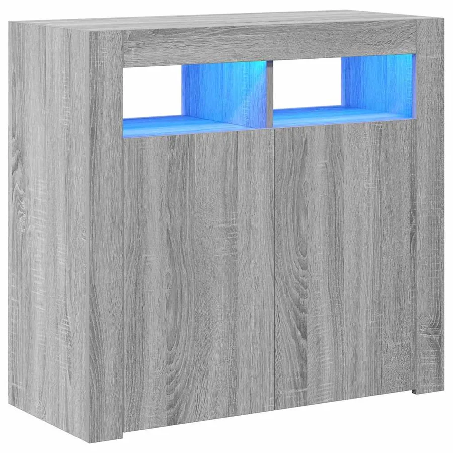 Buffet avec lumières LED sonoma gris 80x35x75 cm - 2