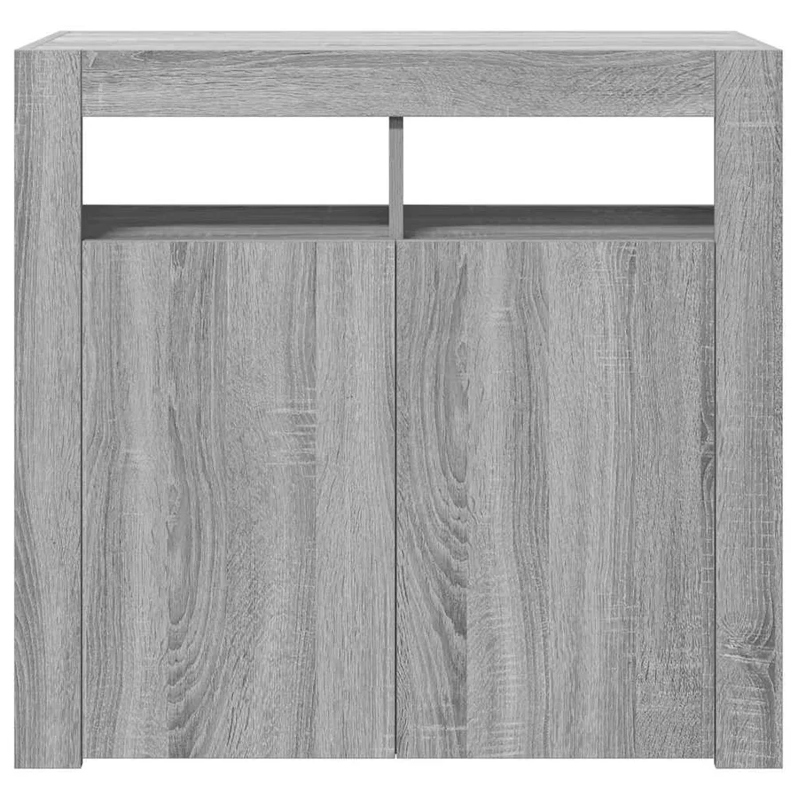 Buffet avec lumières LED sonoma gris 80x35x75 cm - 6