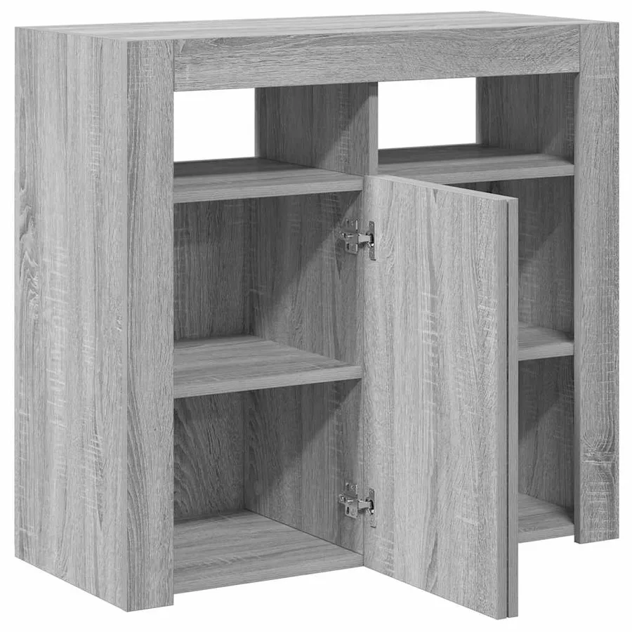 Buffet avec lumières LED sonoma gris 80x35x75 cm - 7