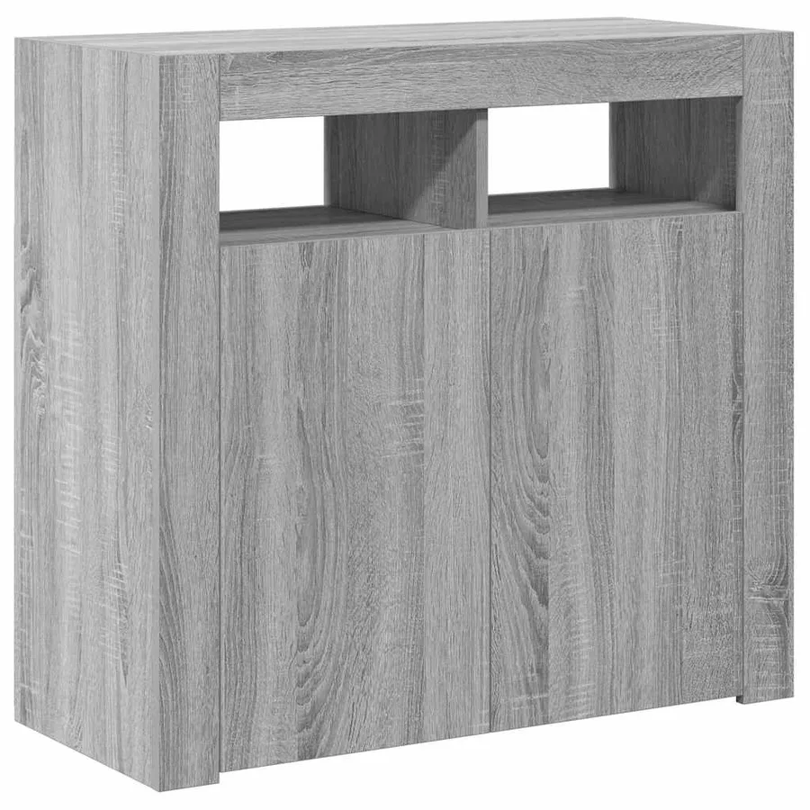 Buffet avec lumières LED sonoma gris 80x35x75 cm - 8