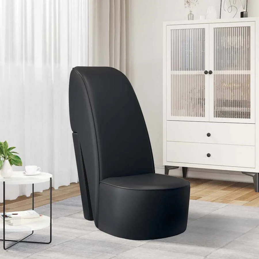 Chaise en forme de chaussure à talon haut noir similicuir
