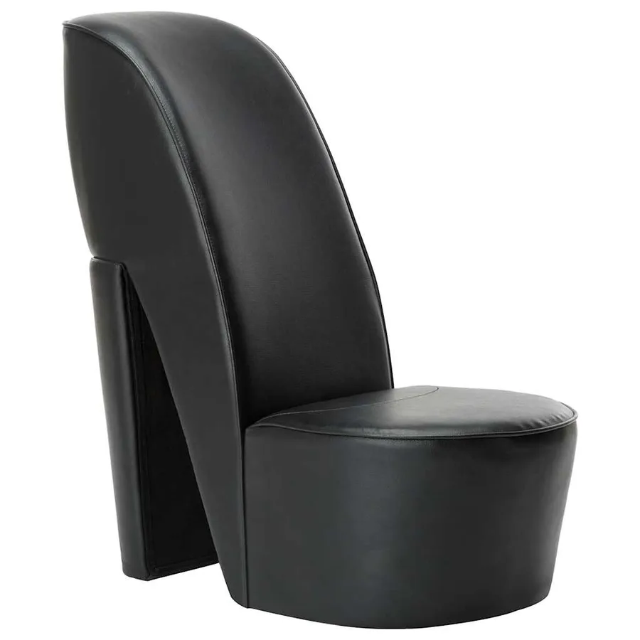 Chaise en forme de chaussure à talon haut noir similicuir - 2