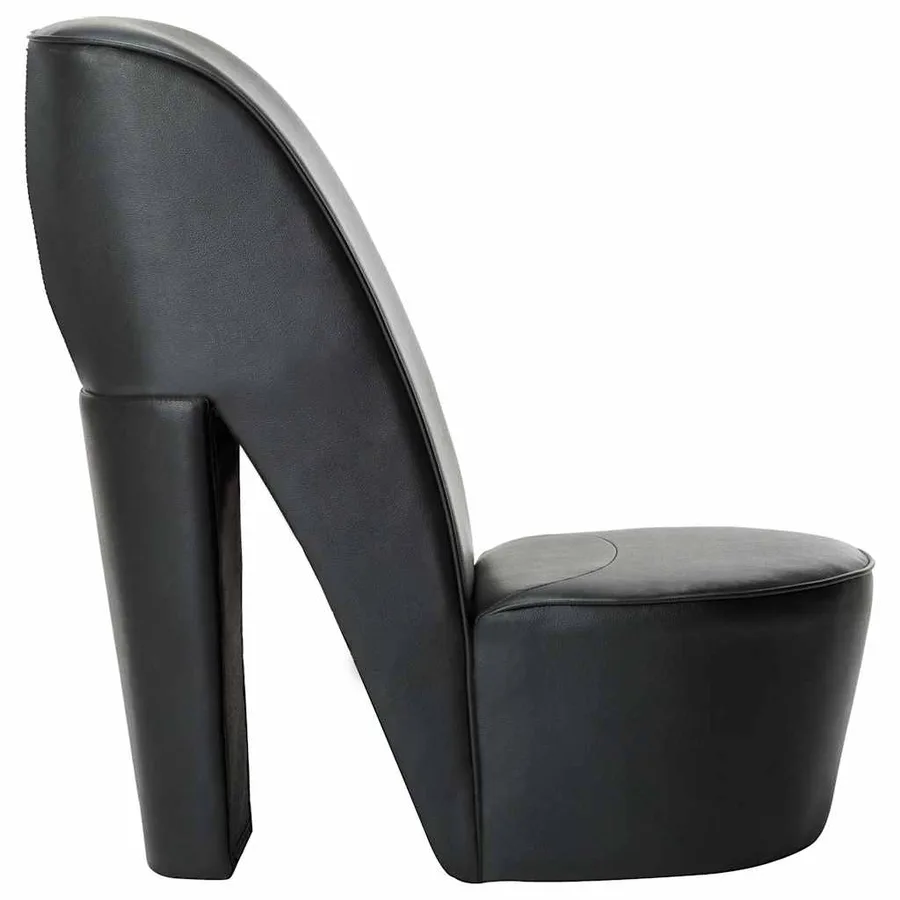 Chaise en forme de chaussure à talon haut noir similicuir - 3