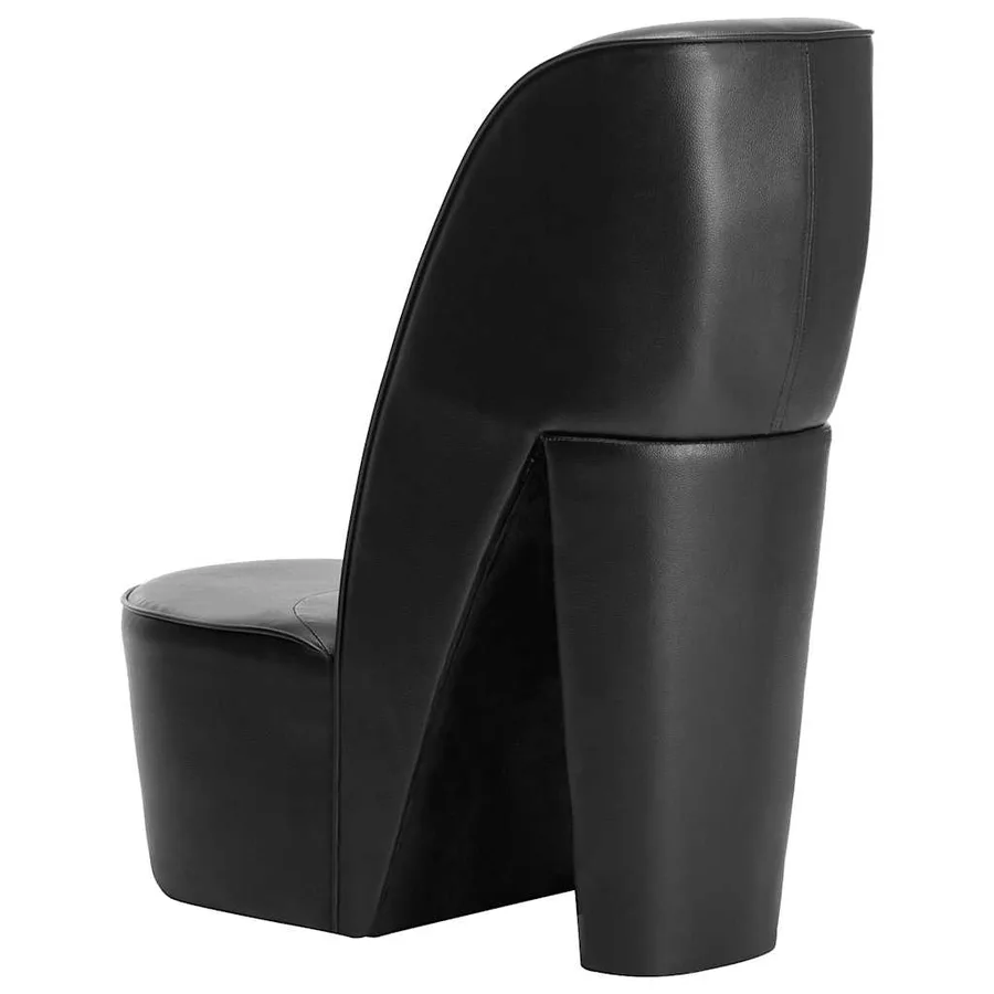 Chaise en forme de chaussure à talon haut noir similicuir - 4
