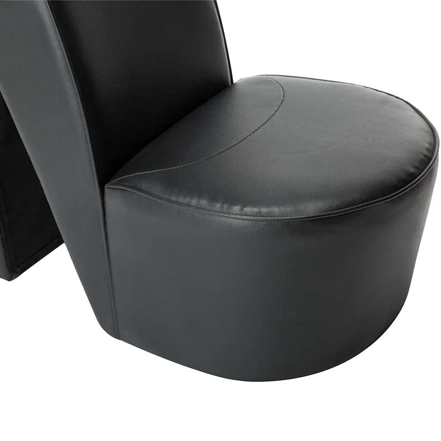 Chaise en forme de chaussure à talon haut noir similicuir - 7