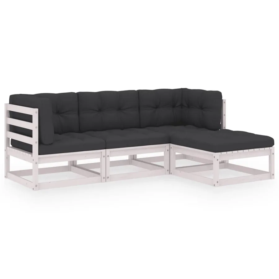 Salon de jardin 4 pcs avec coussins Bois de pin massif - 2