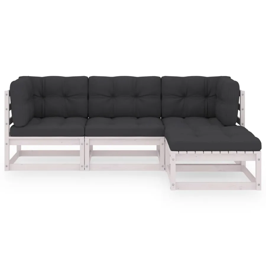 Salon de jardin 4 pcs avec coussins Bois de pin massif - 3