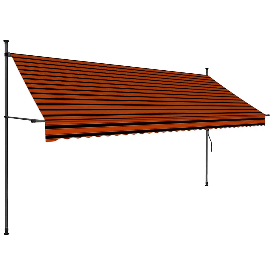 Auvent manuel rétractable avec LED 350 cm Orange et marron - 2