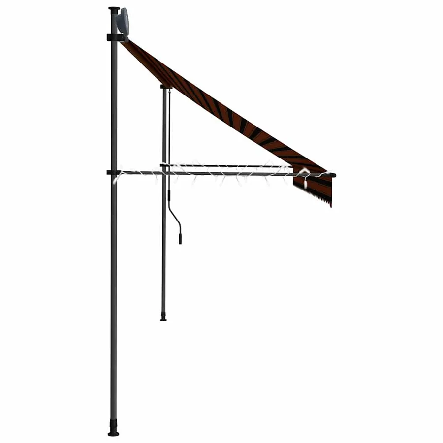 Auvent manuel rétractable avec LED 350 cm Orange et marron - 5