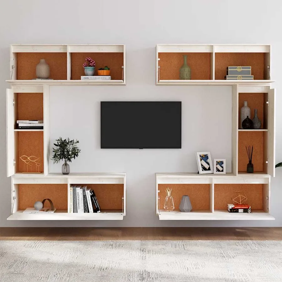Meubles TV 6 pcs Blanc Bois massif de pin - 3