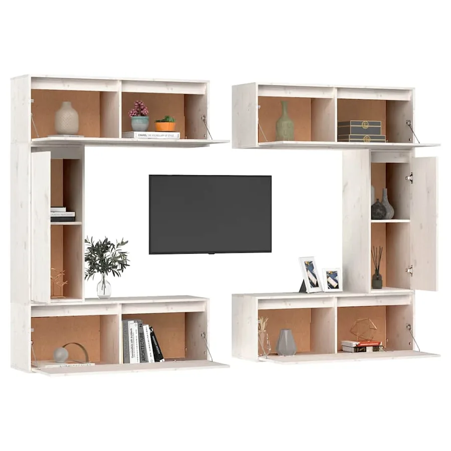 Meubles TV 6 pcs Blanc Bois massif de pin - 4
