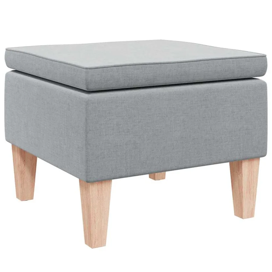 Tabouret avec pieds en bois Gris clair Tissu - 4