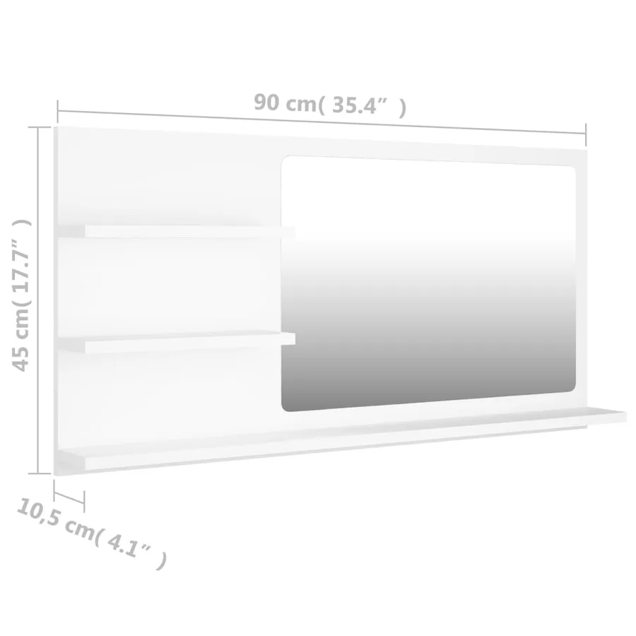 Miroir de salle de bain blanc 90x10,5x45 cm bois d’ingénierie - 7