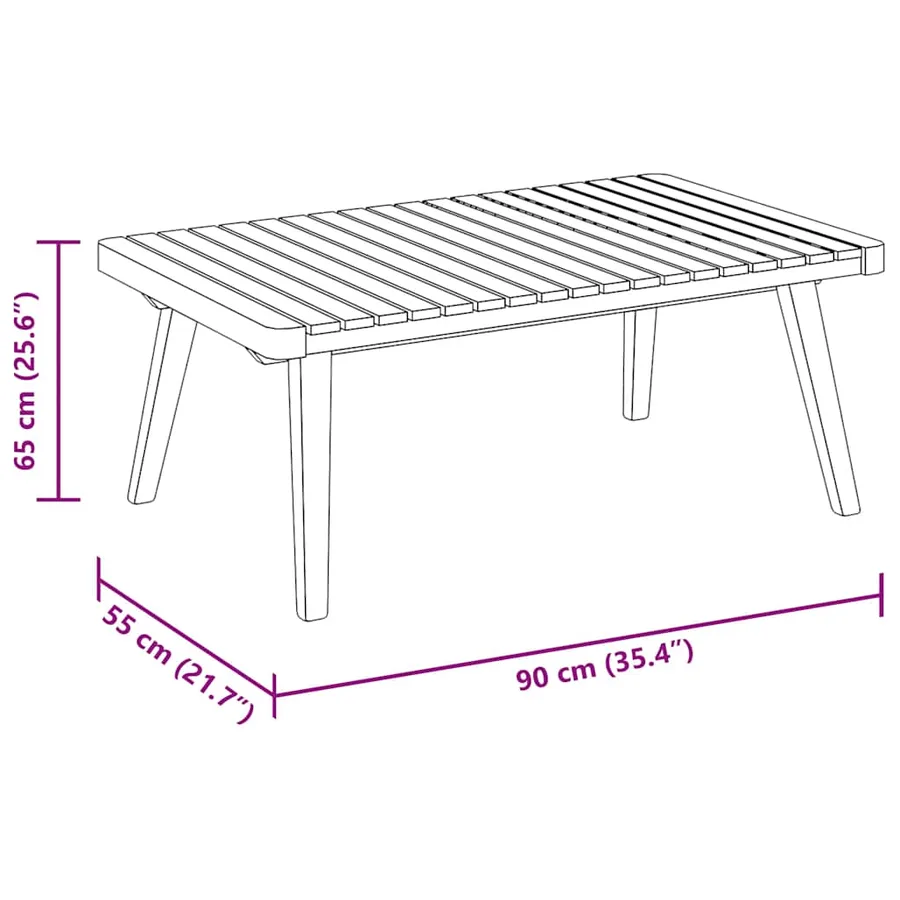 Table basse de jardin 90x55x35 cm Bois solide d'acacia - 8