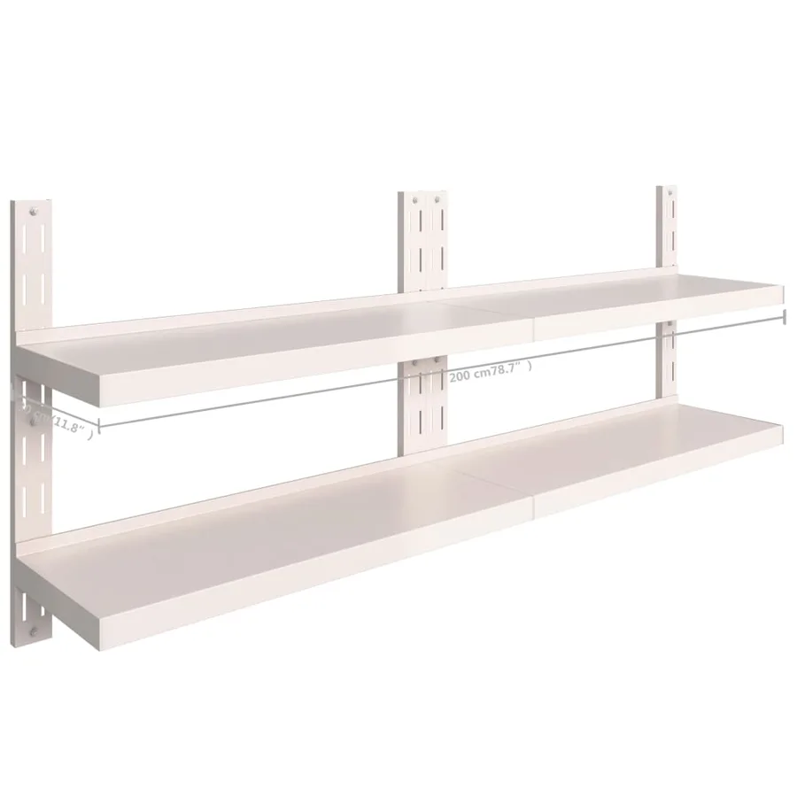 Étagères murales flottantes à 2 niveaux 2 pcs Inox 200x30 cm - 7