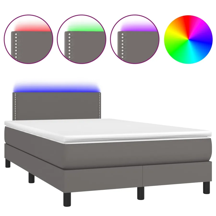 Sommier à lattes de lit avec matelas et LED Gris 120x200 cm - 2