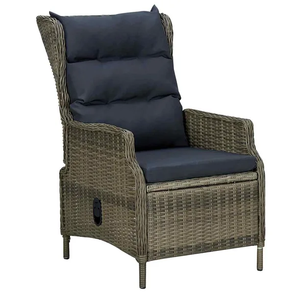 Chaise inclinable de jardin avec coussins Résine tressée Marron